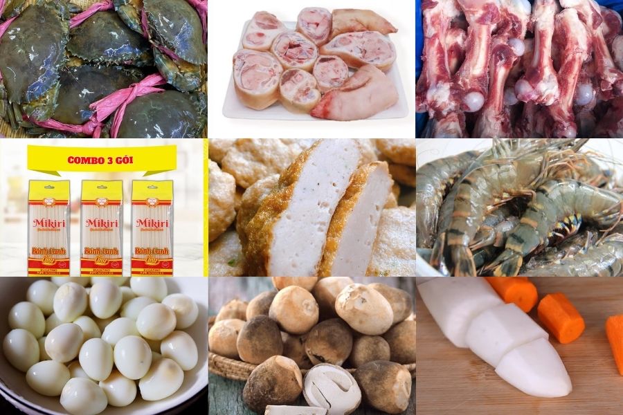 nguyên liệu làm bánh canh cua