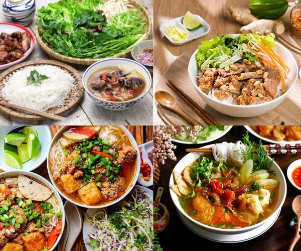 Tổng hợp các món ăn với bún tươi