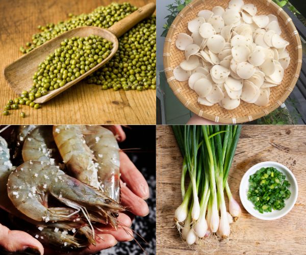 Nguyên liệu cho cách nấu bánh phồng tôm kiểu bánh bèo