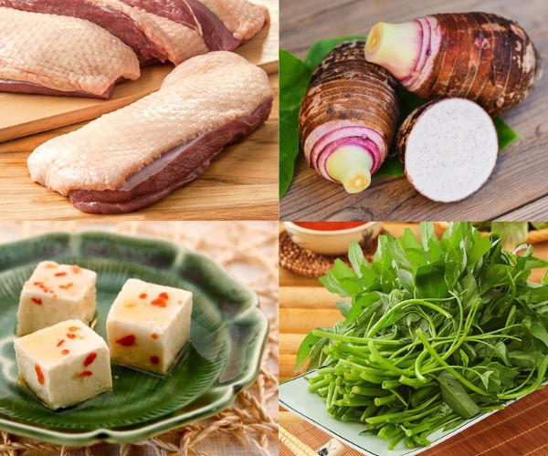 Nguyên liệu làm lẩu vịt nấu chao