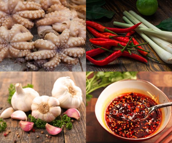 Nguyên liệu bạch tuộc nướng sa tế
