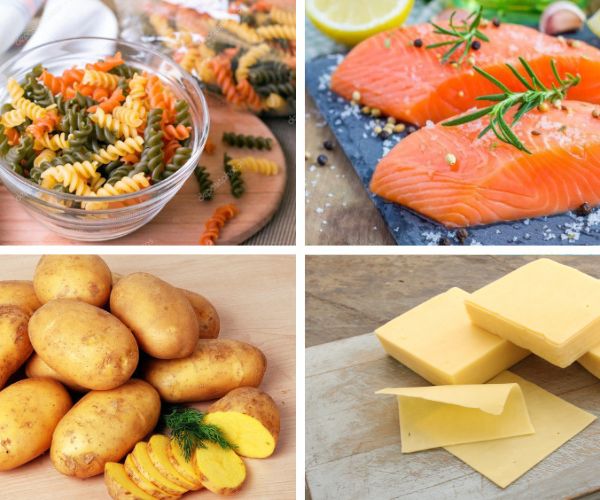 Nui rau củ sốt khoai tây cá hồi cho bé