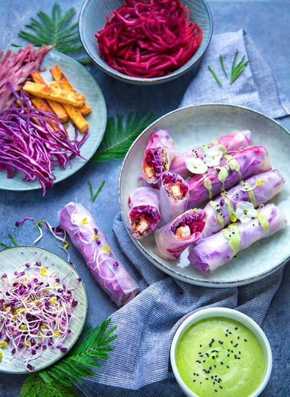 bánh tráng cuốn rau củ
